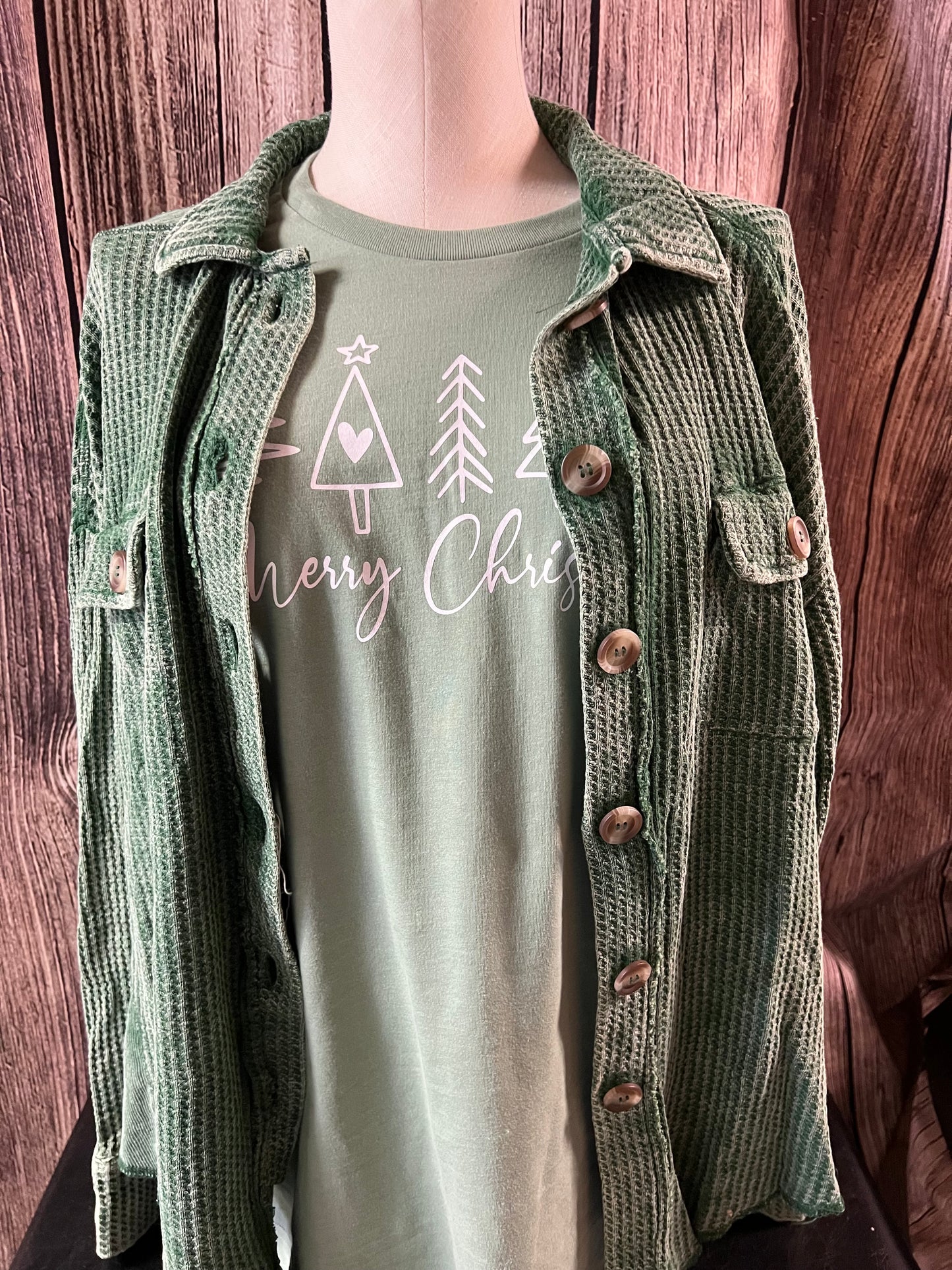 Green Button Down Top