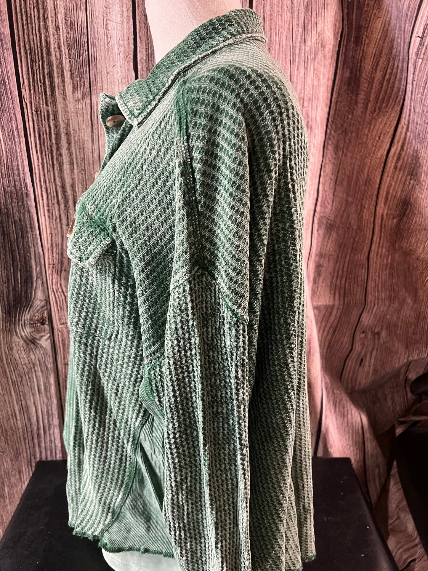 Green Button Down Top