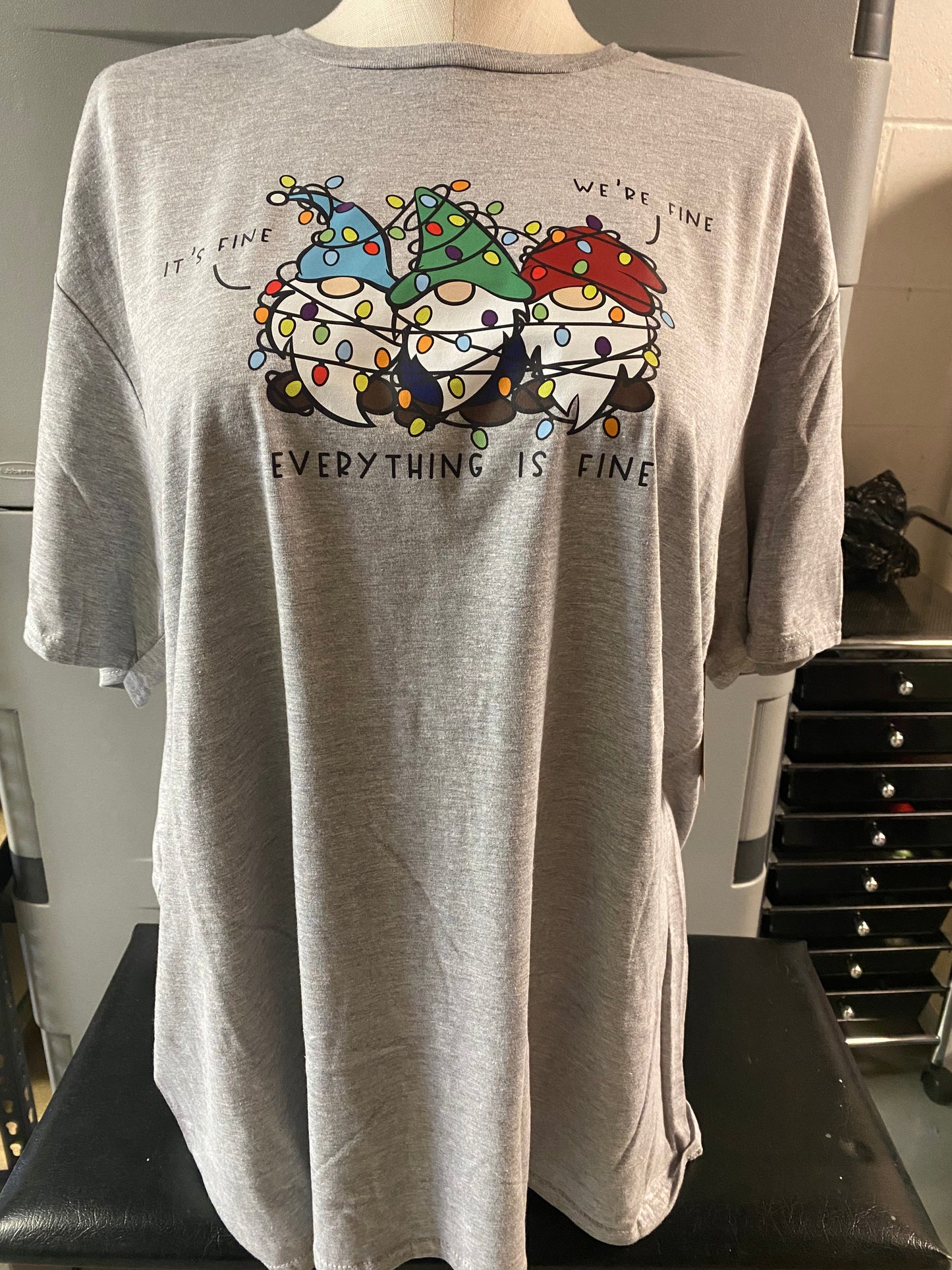 It’s Fine, We’re Fine, Everything’s Fine Gnomes in Tangled Lights Tshirt