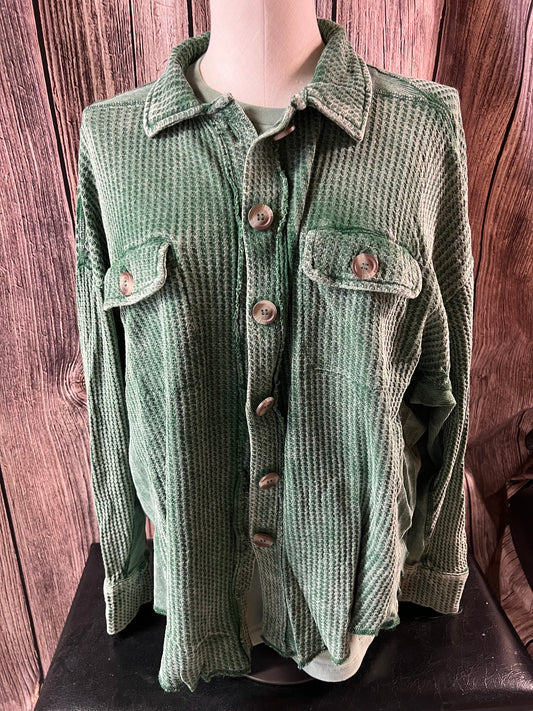 Green Button Down Top