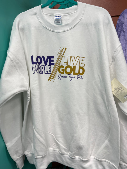 Love purple live gold crewneck