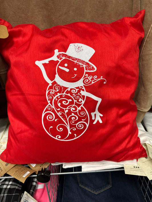 Swirly Snowman Pillow