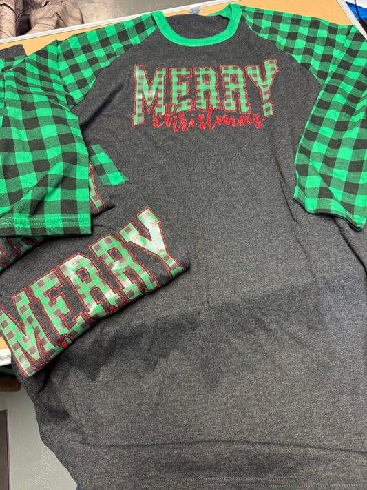 Green Plaid Merry Christmas Jersey