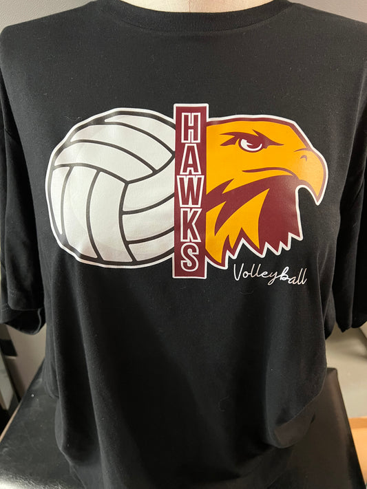 Black HMS Volleyball|Hawk Head Shirt
